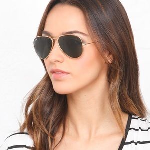Authentic Ray Ban Aviator Sunglasses Gold